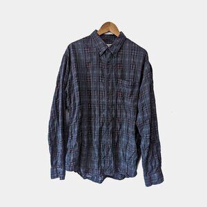 SCHNAYDERMAN'S - Cotton wool mix semi-sheer check shirt - Sz 16.5 - As Is